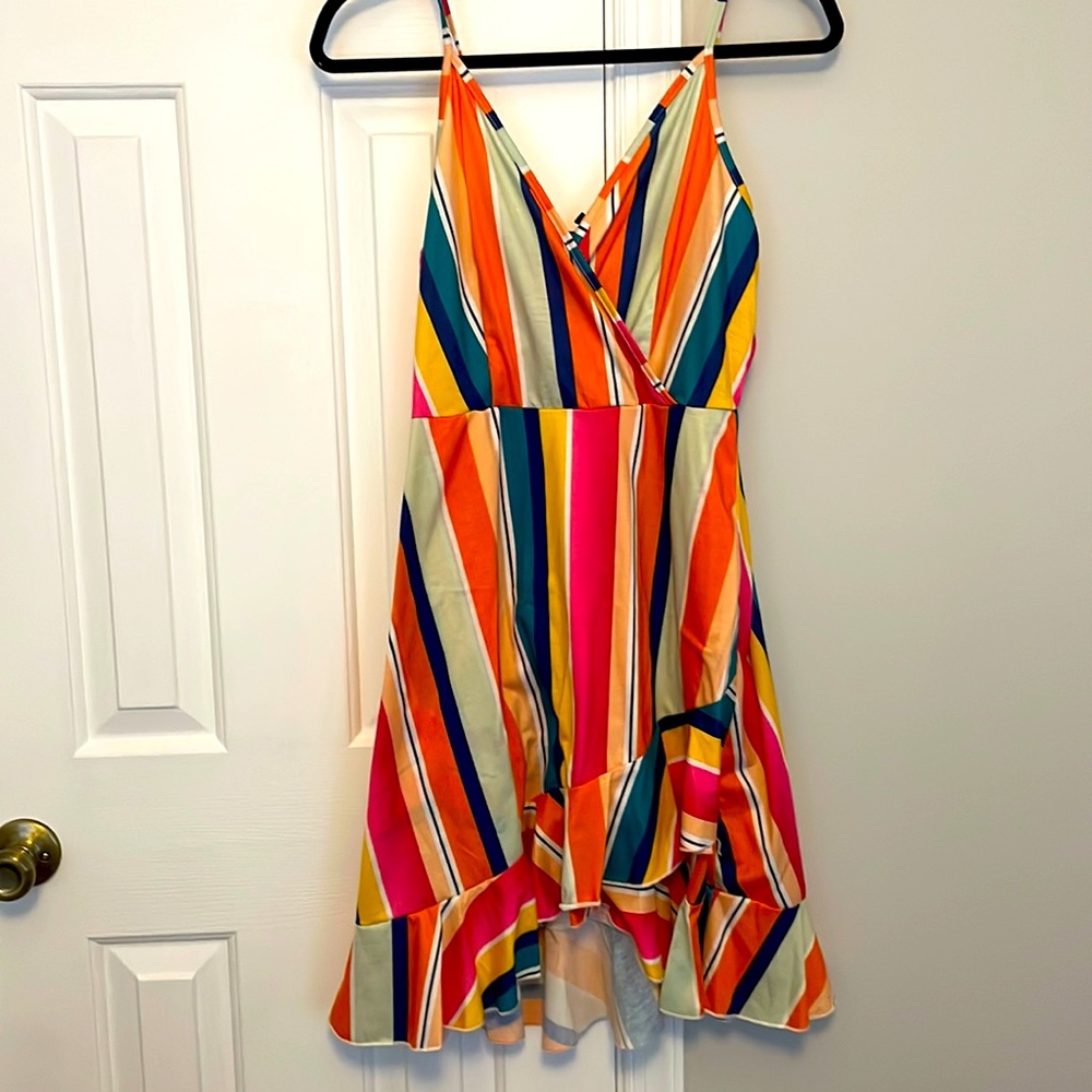 Rainbow striped fun summer dress.